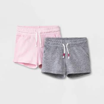 Toddler Girls' 2pk Pull-On Knit Shorts - Cat & Jack™ Gray/Pink