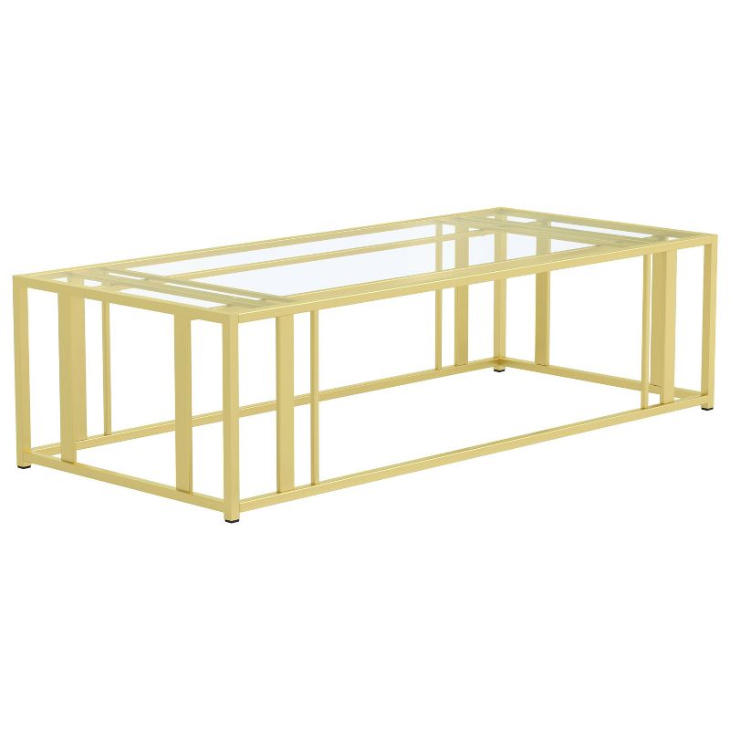 Adri Rectangular Coffee Table with Glass Top Matte Brass - Coaster, 1 of 7