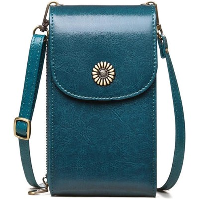 FATMOON Women Fashion Florets Crossbody Bag Vertical Phone Bags Cow Leather Purse Genuine Leather Shoulder Bag