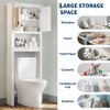 White 63" Tall Over The Toilet Storage Cabinet, Farmhouse Bathroom Cabinet with Adjustable Shelf, Space-Saving Toilet Rack - 3 of 4