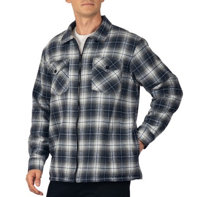 Alpine Swiss Mens Felix Fleece Lined Flannel Jacket Heavyweight Yet Soft Zip-Up Plaid Shirt Shacket Warm Winter Outerwear