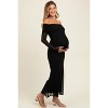 Pinkblush Black Mesh Overlay Off Shoulder Long Sleeve Maternity Midi Dress - 3 of 4