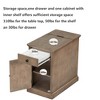 Vintage Farmhouse Nightstand with Charging Station, 14" Narrow End Table with Drawer & Cup Holders for Small Spaces - 4 of 4