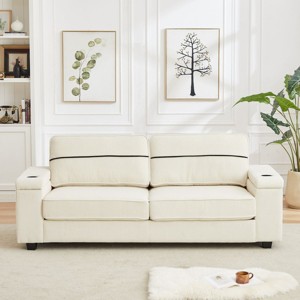 86"Storage Sofa Couch,Deep Seat Sofa,Corduroy Couch With USB And Cup Holder,Modern Style Sofa,3 Seater Sofa Couch For Living Room,Bedroom-Cuddlewood - 1 of 4