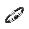 Steeltime Men's genuine leather bracelet with stainless steel rings - 2 of 4
