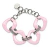 Black Bow Jewelry 29mm Stainless Steel & Pink Ceramic Open Link Adj. Bracelet, 7.5 Inch - 3 of 4