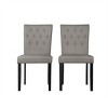 ChaletPosh Black Wooden Dining Chair with Linen Cover - 3 of 4