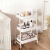 DSVIMOY 3 Tier Rolling Cart, Metal Utility Storage Organizer with Wheels, Kitchen Trolley, Bathroom, Office Shelves, Green, 16.9"*12.2"*30.9" - 4 of 4