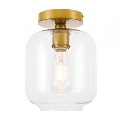 Elegant Lighting Collier 1 light Brass and Clear glass Flush mount