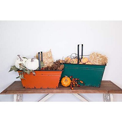 TX USA Corporation Household, Plants, Gardening Storage Rustic Metal Harvest Gathering Bins - Set of 2