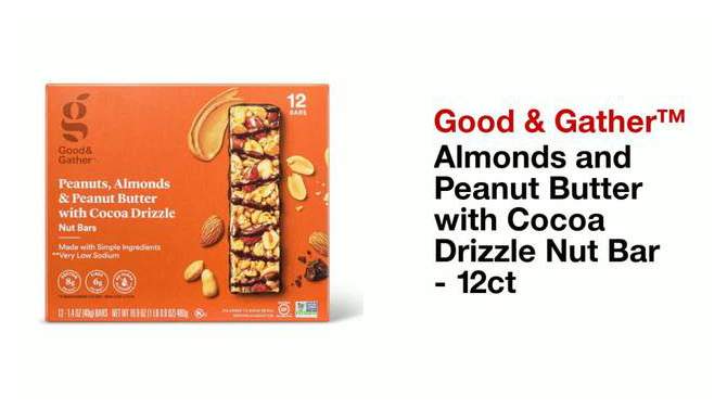Almonds and Peanut Butter with Cocoa Drizzle Nut Bar - 12ct - Good & Gather&#8482;, 2 of 6, play video