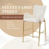 SKRAN  28.75inch Set of 2 Counter Height Bar Stools Velvet Low Back Chair with Golden Legs and Footrests for Kitchen, Living Room, Pub - 2 of 4