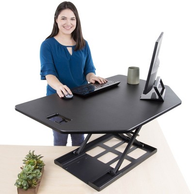 Black Steel 42" Standing Desk Converter with Pneumatic Lift
