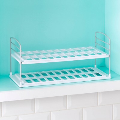 Adjustable 2-Shelf Wide Steel Bottle & Mug Organizer