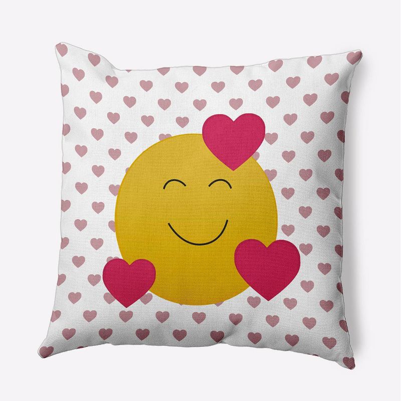 16&#34;x16&#34; Valentine&#39;s Day Love Emoji Square Throw Pillow Romantic Purple - e by design, 1 of 7