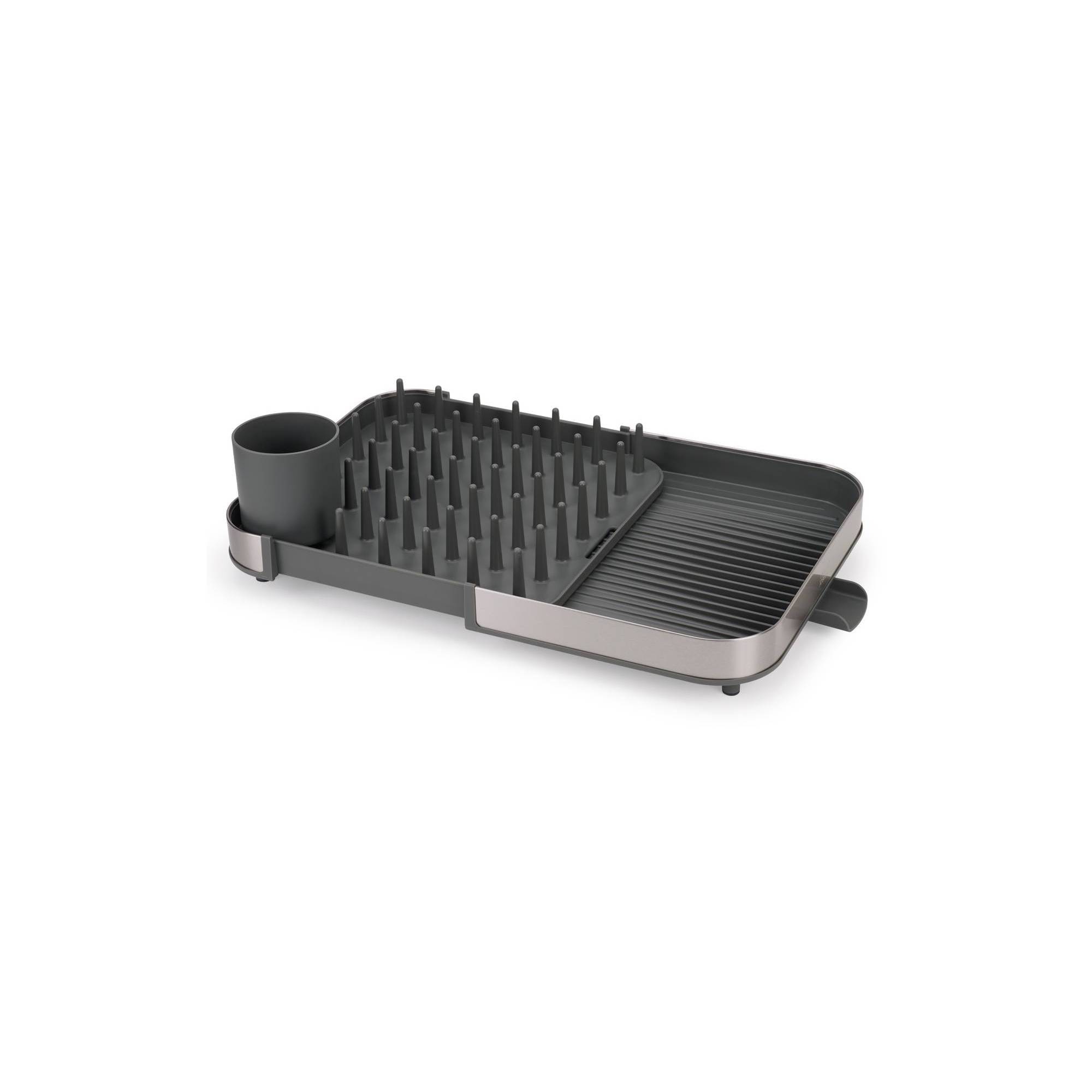Joseph Joseph 5.79" Duo Steel Expanding Dish Rack: Stainless Steel Drying Mat for Dishes, Gray, Spot Clean, 2-Year Warranty