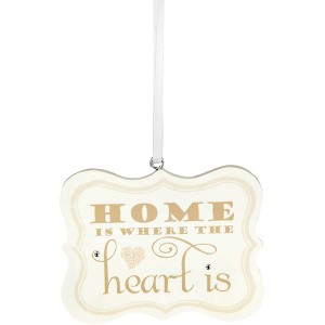 Pavilion Gift Company - Home is Where the Heart is - 2.75" x 2.25" Hanging Plaque - Wall Sign Panels - 1 of 4