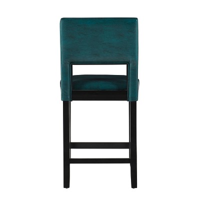 Vega 24" Blue Faux Leather and Wood Counter Stool