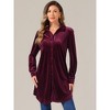 Allegra K Women's Velvet Button Down Swing Mini Long Sleeve Lapel Tunic Top - 2 of 4