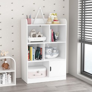 KWPZQEB 6 Cube Organizer Bookcase with door, Open Shelf Bookshelf for Bedroom Living Room Office Closet School, White - 1 of 4