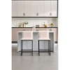 Upholstered Linen Counter Height Bar Stools Set of 2 with Metal Footrest and Frame for Kitchen, Dining Room, or Bar - 3 of 4