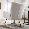 Aukfa Soft Teddy Fabric Rocking Chair w/Pocket - Ergonomic Nursery Glider, Solid Wood Base, 250LB Capacity for Living Room & Bedroom - 4 of 4