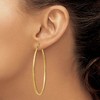 Black Bow Jewelry 2mm x 60mm 14k Yellow Gold Satin & Diamond-Cut Round Hoop Earrings - 3 of 4