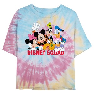 Juniors Womens Mickey & Friends Disney Squad Group Shot Crop T-Shirt - 1 of 4