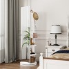 SEVOBAL Full Length Mirror 66"x14" 360 degree Rotating with Rotating Coat Rack Solid Wood Mirror Hanger Storage, White, 17.72"*17.72"*65.75" - 2 of 4