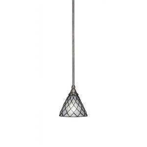Toltec Lighting Any 1 - Light Pendant in  Brushed Nickel with 7" Diamond Ice Art Glass Shade - 1 of 1