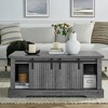 KIGFTSOD Coffee Table with Storage and Sliding Wood Door, Farmhouse Industrial Cocktail Table with Adjustable Shelves for Living Room - 2 of 4