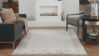 Modern Ivory Abstract Runner Rug 2'2" x 18' - Easy Care Synthetic