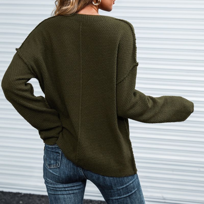 Women's Textured Half-Button Drop Shoulder Sweater -Cupshe, 4 of 6
