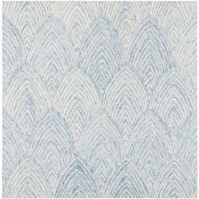 Light Blue Hand-Tufted Wool Square Area Rug 5' x 5'