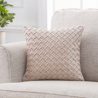 Off-White Lattice Textured Velvet Euro Throw Pillow Cover