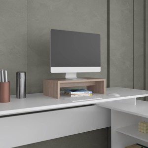 INFURNIC Desks 5.4" H Modern Desk with Storage Shelf and White Oak Finish Durable for Small Space Organization, White, 10.2"*19"*5.4" - 1 of 4