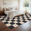 8x10 Washable Checkered Area Rug for Living Room Bedroom – Low Pile Soft Non-Slip Modern Black & Camel Rug - 3 of 4