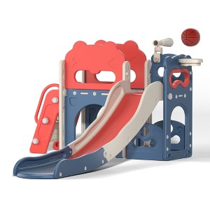 Infurnic Baby Activity Gyms, 8-In-1 Kids Slide and Climber Set, Toddler Slide Playset with Basketball Game Telescope, Multicolored, 42"*25"*13" - 1 of 4