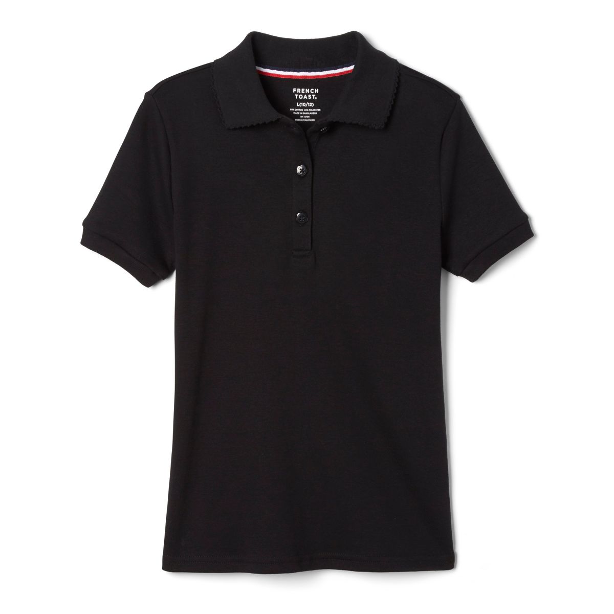 French Toast School Uniform Girls Short Sleeve Fitted Interlock Polo with Picot Collar (Feminine Fit)