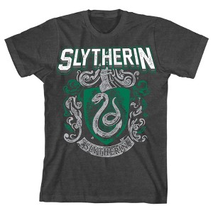 Harry Potter Slytherin Crest Boy's Charcoal Heather T-shirt - 1 of 1