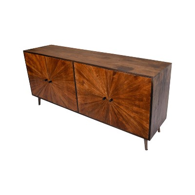 Sunburst Warm Brown Mango Wood 68" Sideboard Buffet Cabinet