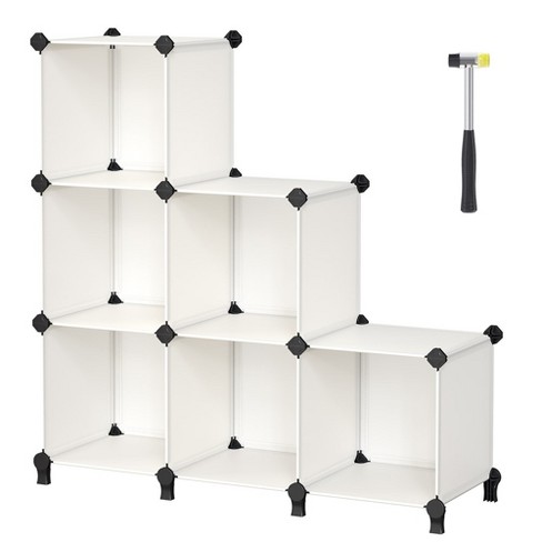 SONGMICS 6 Cube Storage Organizer, DIY Closet Shelf, Plastic