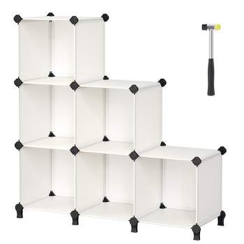 SONGMICS 6 Cube Storage Organizer Modular Storage Cube Bookshelf DIY Plastic Closet Storage Shelves
