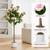 EcoSummer 3.6FT Artificial Camellia Tree 2-Pack, Faux Pink Flower Plants in White Planters for Home Office - 2 of 4