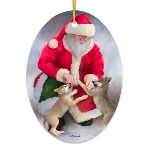 Santa's Wolf Pups Charming Winter Christmas Ornament| OrnamentallyYou - 1 of 4