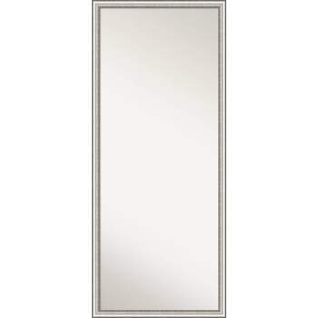 27" x 63" Non-Beveled Salon Silver Narrow Full Length Floor Leaner Mirror - Amanti Art