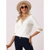 Allegra K Women's V Neck Contrast Color Lace Trim Boho Top - 2 of 4
