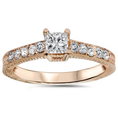 Pompeii3 1/2ct Vintage Princess Cut Diamond Engagement Ring 14K Rose Gold
