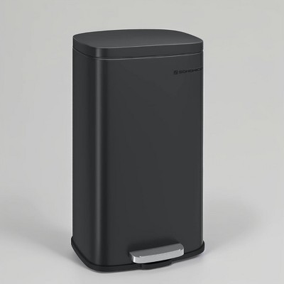 Trash Can with Lid, 8 Gallon Garbage Can, Stainless Steel Small Waste Bin with Step Pedal and Inner Bucket, Soft Close, Kitchen