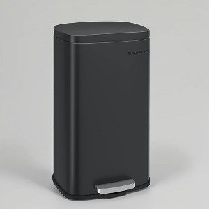 Trash Can with Lid, 8 Gallon Garbage Can, Stainless Steel Small Waste Bin with Step Pedal and Inner Bucket, Soft Close, Kitchen - 1 of 3